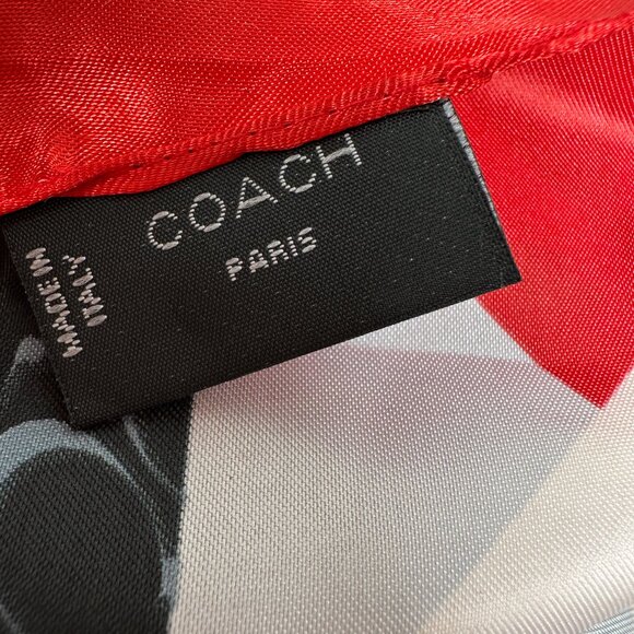 COACH 100% Silk Signature C Logo Pattern Scarf Square Multicolored 35" x 3 - Picture 5 of 6